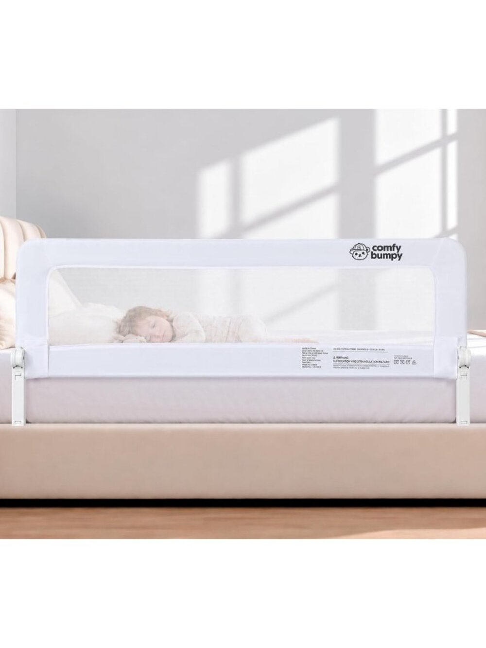 Extra Tall Toddler Bed Rail Guard | Swing Down Safety Rail for Twin to King